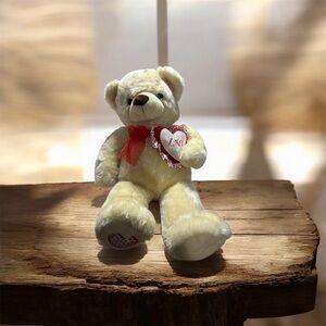Jumbo Adorable Cream Teddy Bear with Red Accents Valentines Day NWOT 29” Tall
